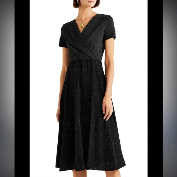 MaxMara Black Wrap polka dot Dress - size L - Picture 1 of 9
